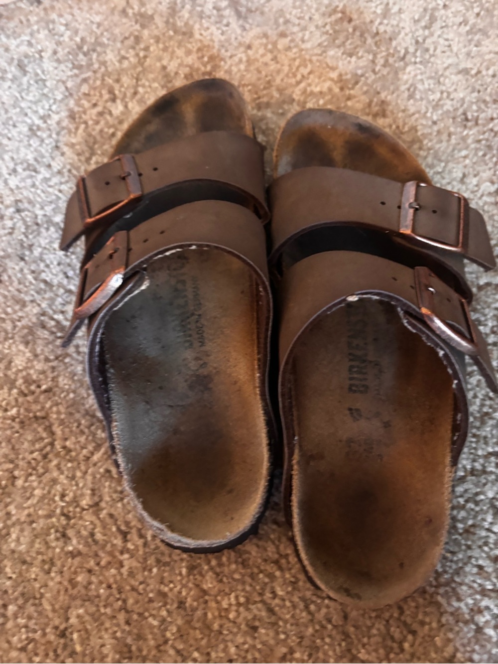 Birkenstock Brown Double-Strap Sandals with Copper Buckles - Picture 5 of 6
